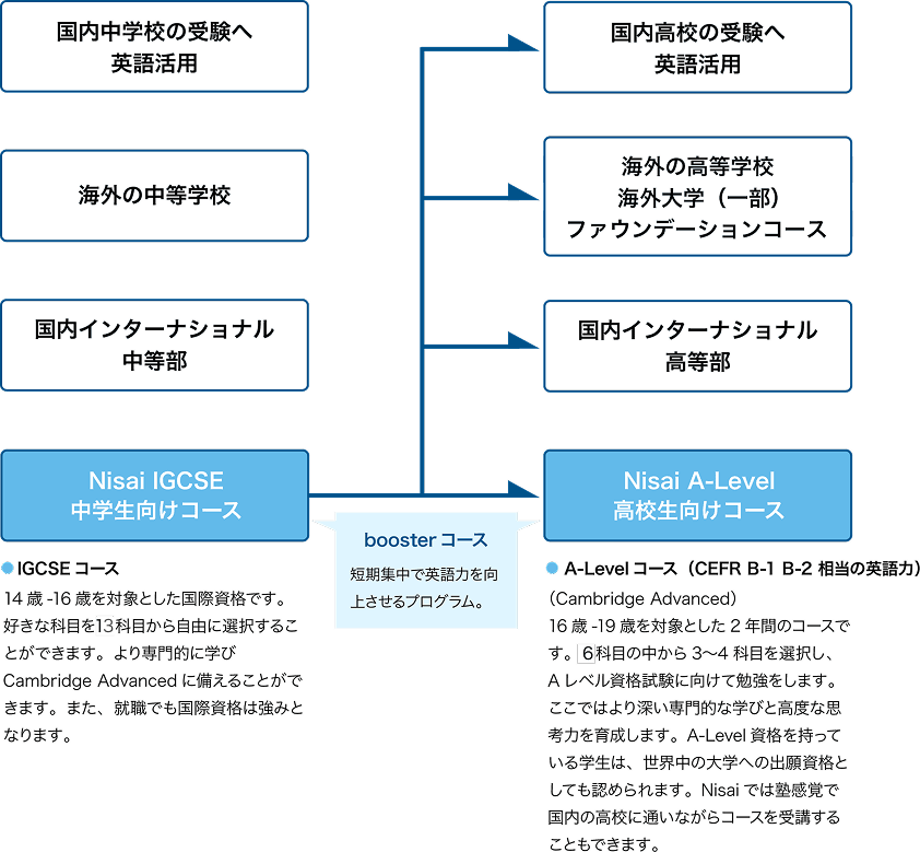 中学生コースを受講した後の進学経路