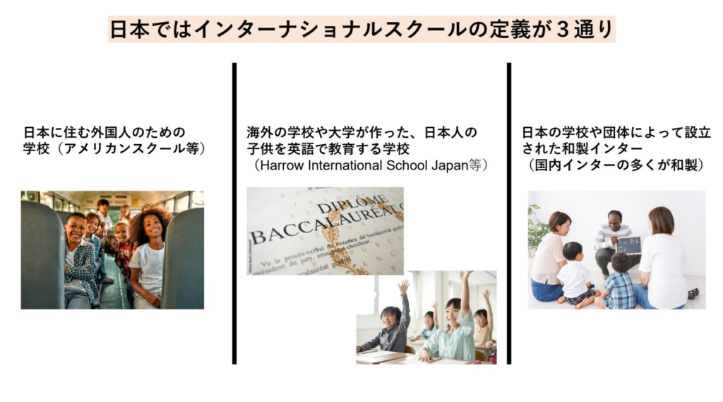 日本ではインターナショナルスクールの定義が3通り