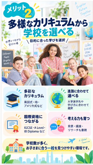 メリット2:多様なカリキュラムから学校を選べる
