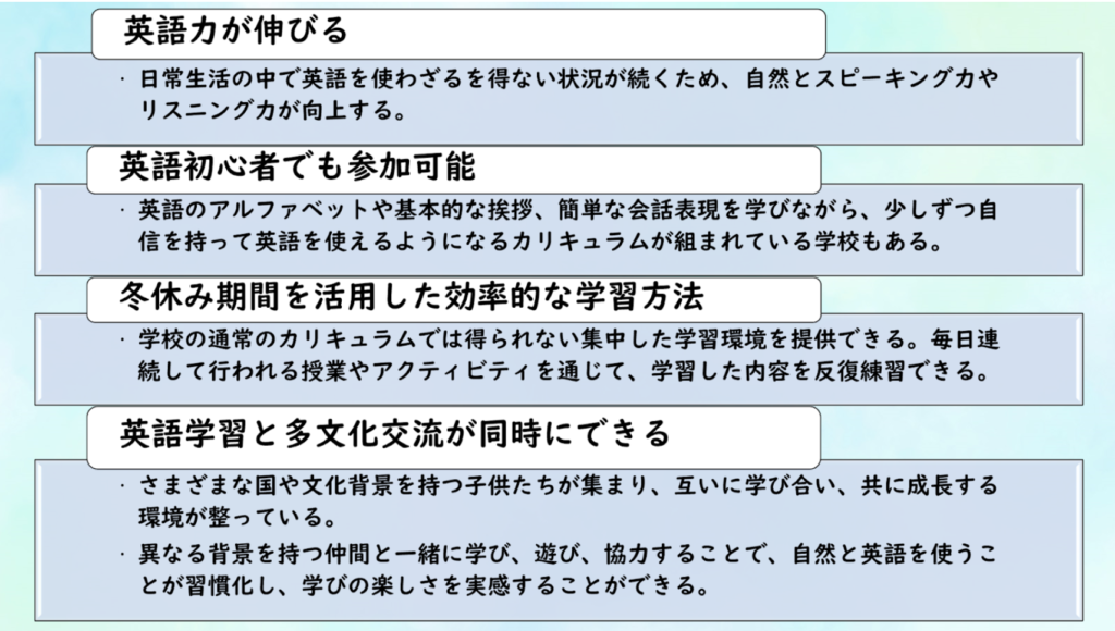 冬の英語力アップに人気！ウィンタースクールという選択