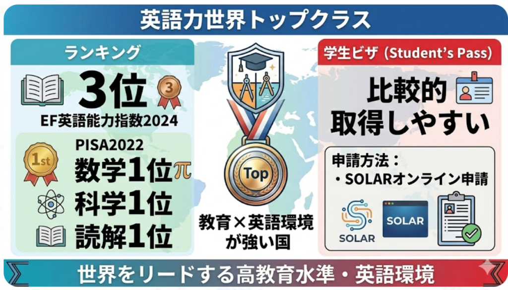 英語教育ランキングや学生ビザの取得しやすさは？