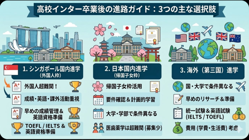 高校でインター卒業後の進路やカリキュラムについて
