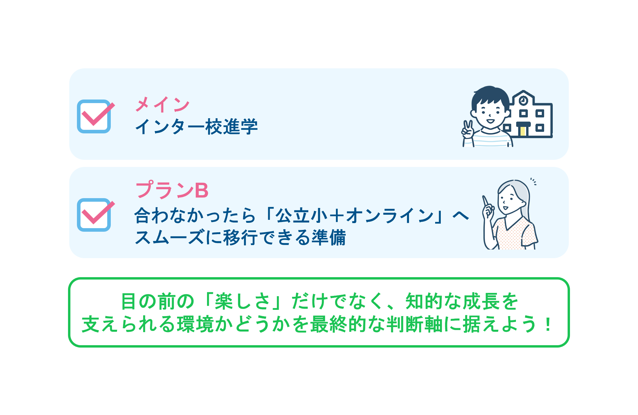 途中で進路変更が必要になった場合の柔軟性を確保する