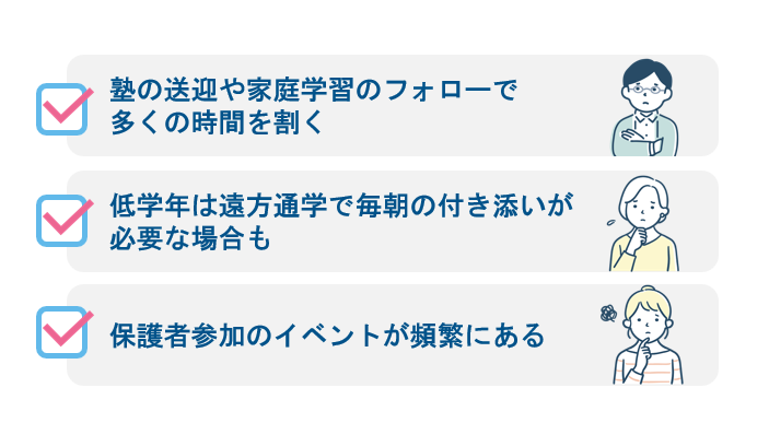 保護者の負担 受験対策や遠距離通学など親の手厚いサポートが必要な注意点
