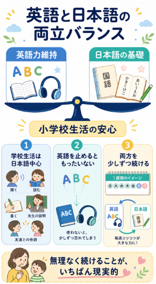 大切なのは英語の定着と日本語の土台づくりを両立すること
