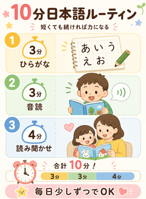 平仮名 片仮名 音読の家庭練習を10分だけ始める