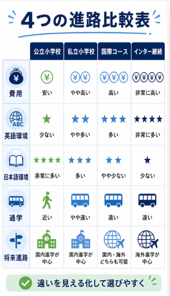 6日目 公立 私立 国際コース インター継続の違いを家庭で比較する