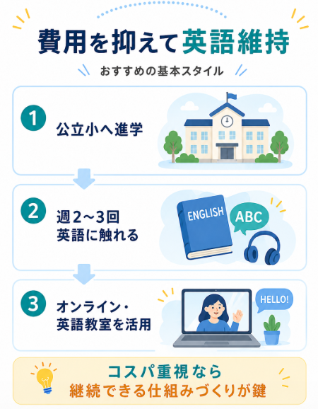 費用を抑えつつ一定の英語力をキープしたい家庭のケース