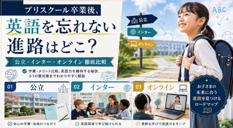 プリスクール卒業後、英語を忘れない進路はどこ？公立・インター・オンライン徹底比較