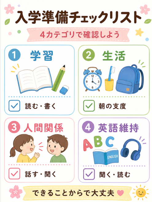 小学校生活で必要になることをチェックリスト化する