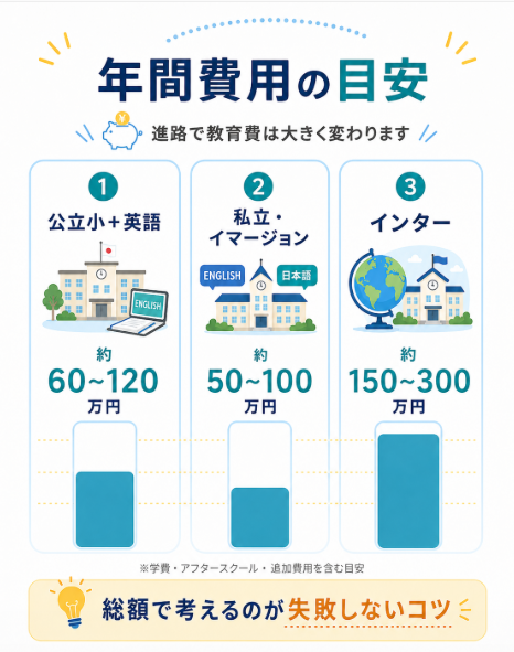 公立・私立・インター・イマージョン校の学費と総額目安