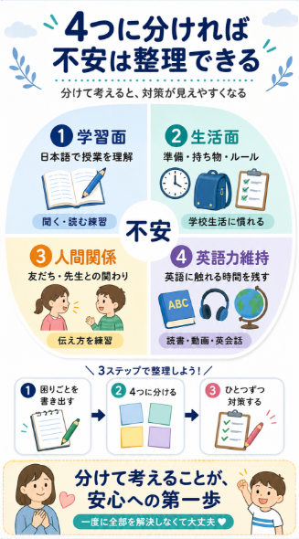 困りごとは学習面 生活面 人間関係 英語力維持に分けると対策しやすい