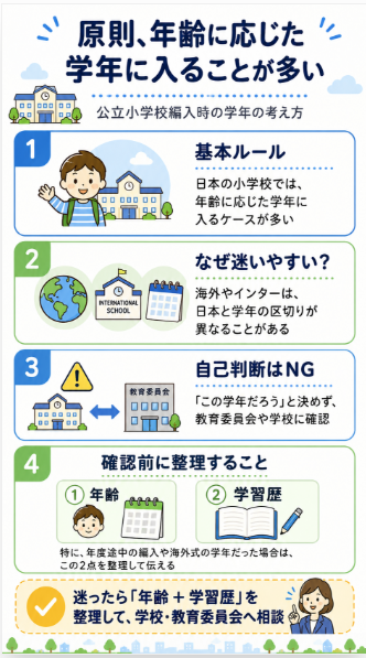 原則として年齢に応じた学年に入るケースが多い