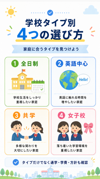 全日制 英語教育 共学 女子校など特徴別の見方