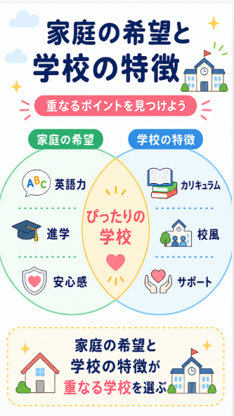 家庭の教育方針と学校の特徴を照らし合わせる