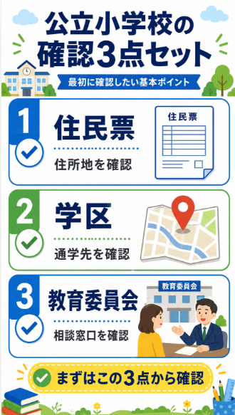 公立小学校は住民票 学区 教育委員会を確認する
