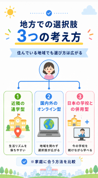 地方でインターナショナルスクールを探すときの選択肢