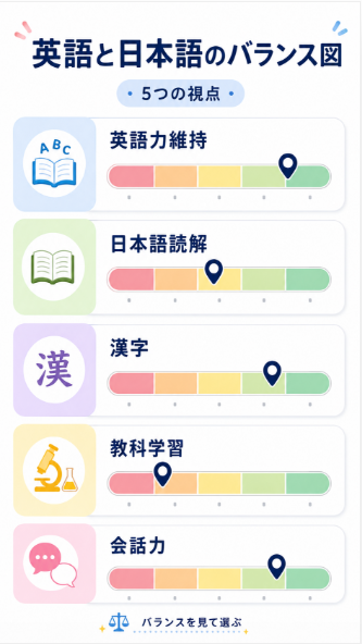 英語力維持と日本語力のバランスで選ぶ