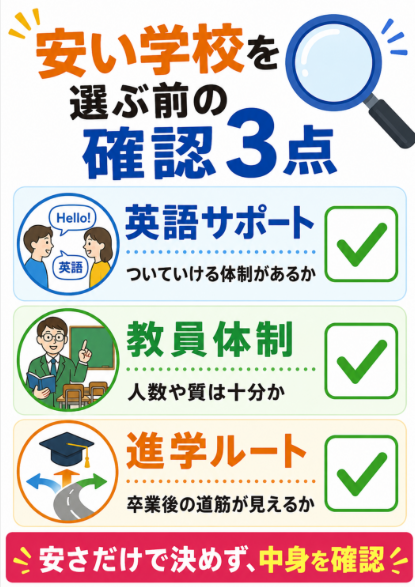 安い学校は費用を抑えられるが確認すべき点もある
