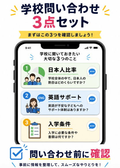 日本人比率 英語サポート 入学条件を確認する