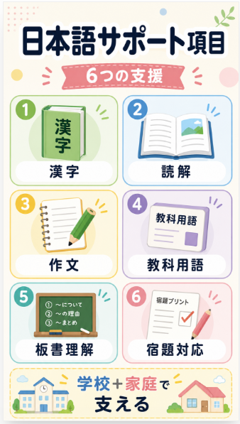 日本語の読み書きや教科学習に不安がある場合