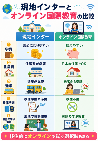 移住前の準備や費用を抑えた国際教育の選択肢になる
