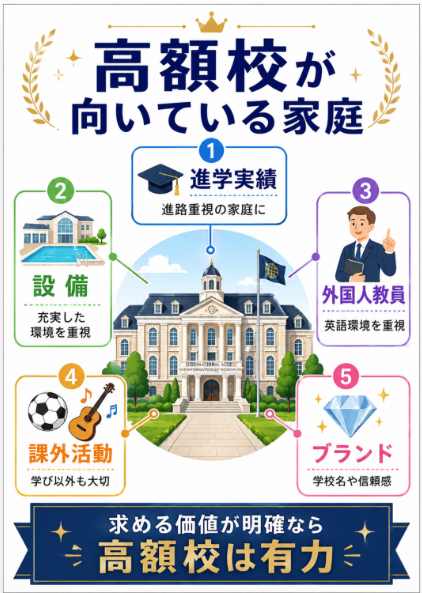高額校は設備や進学実績を重視する家庭に向いている