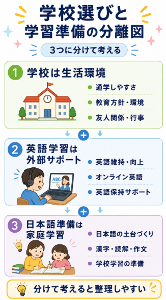 学校選びと英語学習の準備を分けて考える