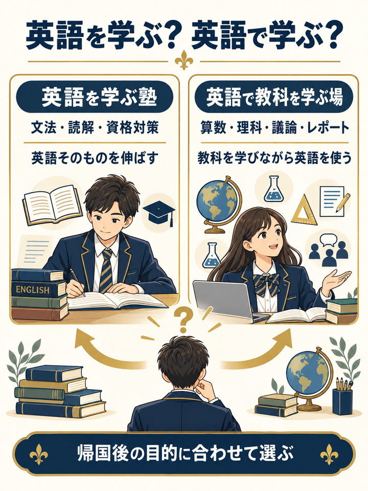 「英語を学ぶ塾」と「英語で教科を学ぶ場」は目的が違う