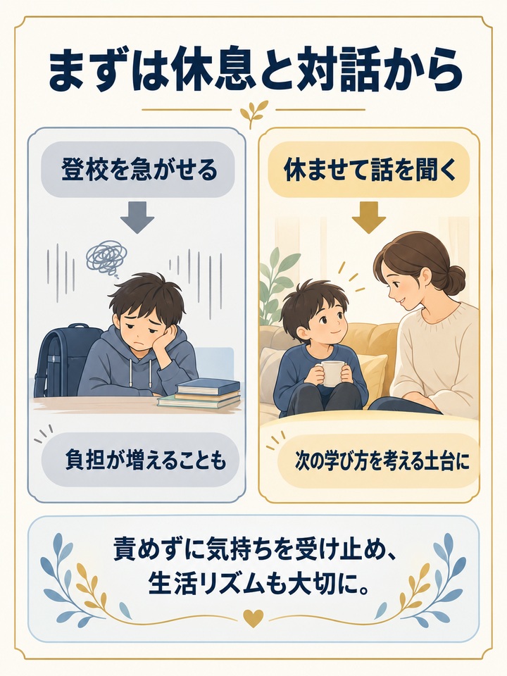 まず、休ませて話を聞くことが回復への近道になる