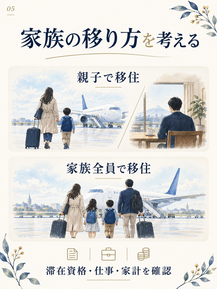 海外への教育移住は、親子で移る形と、家族全員で移る形に分かれる