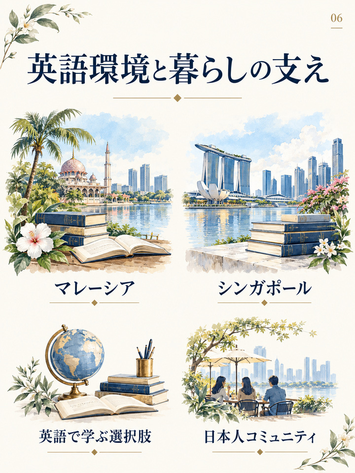マレーシアとシンガポールが選ばれやすいのは、英語で学べて日本人が多く暮らすため