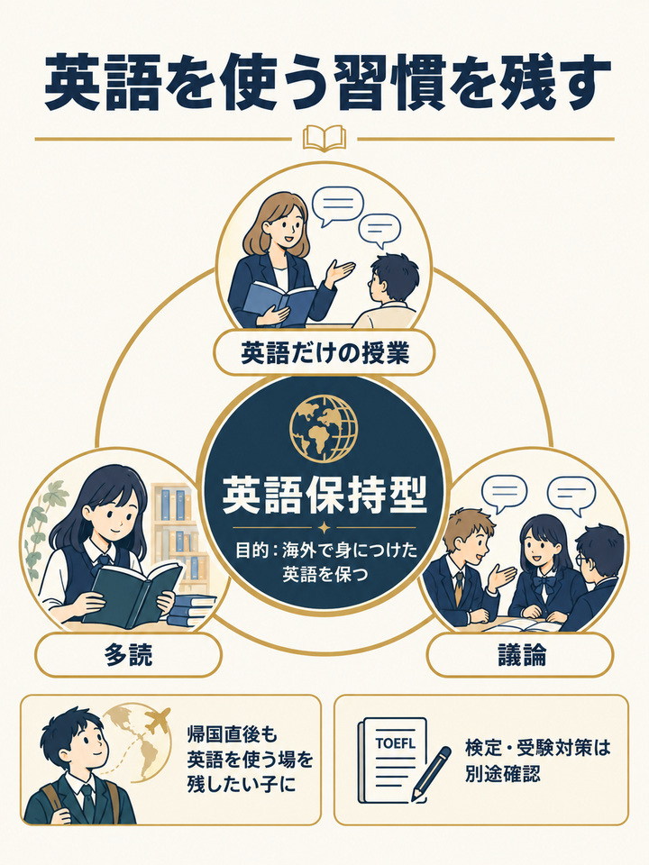 【種類1】 英語力の保持を目的にした英語保持型