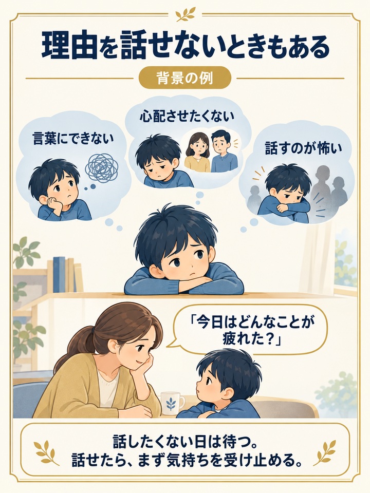 学校に行きたくないと言われたが、「理由」を話してくれない