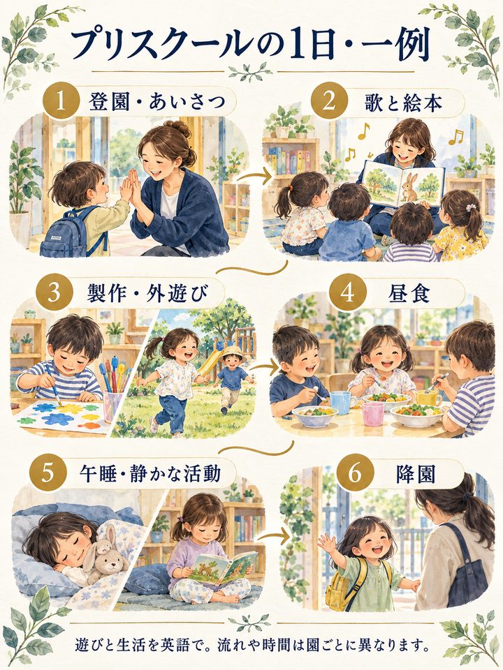 プリスクールの1日は、遊びと生活を英語で過ごすのが基本