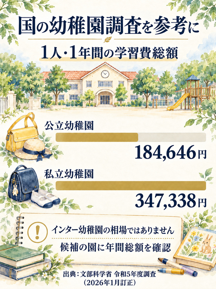 インターナショナル幼稚園の学費は、園ごとの差が大きい