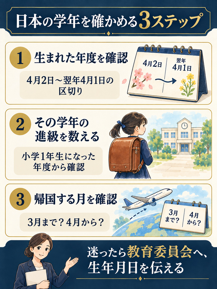 生年月日から、日本で何年生になるかを確かめる方法