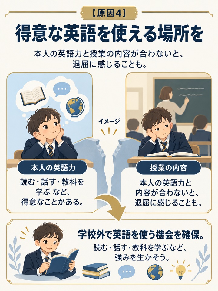 【原因4】 英語力が評価されず、目立つことが否定される環境