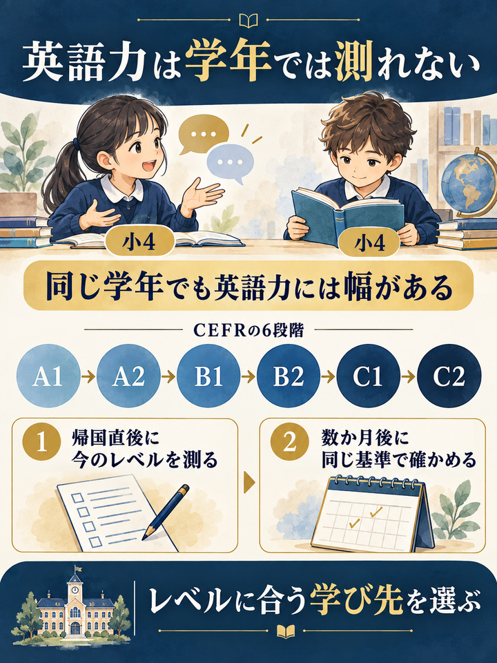 英語力は学年ではなく、今のレベルで確かめておく