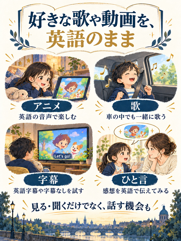 海外で親しんだ歌や動画を、英語のまま楽しむ