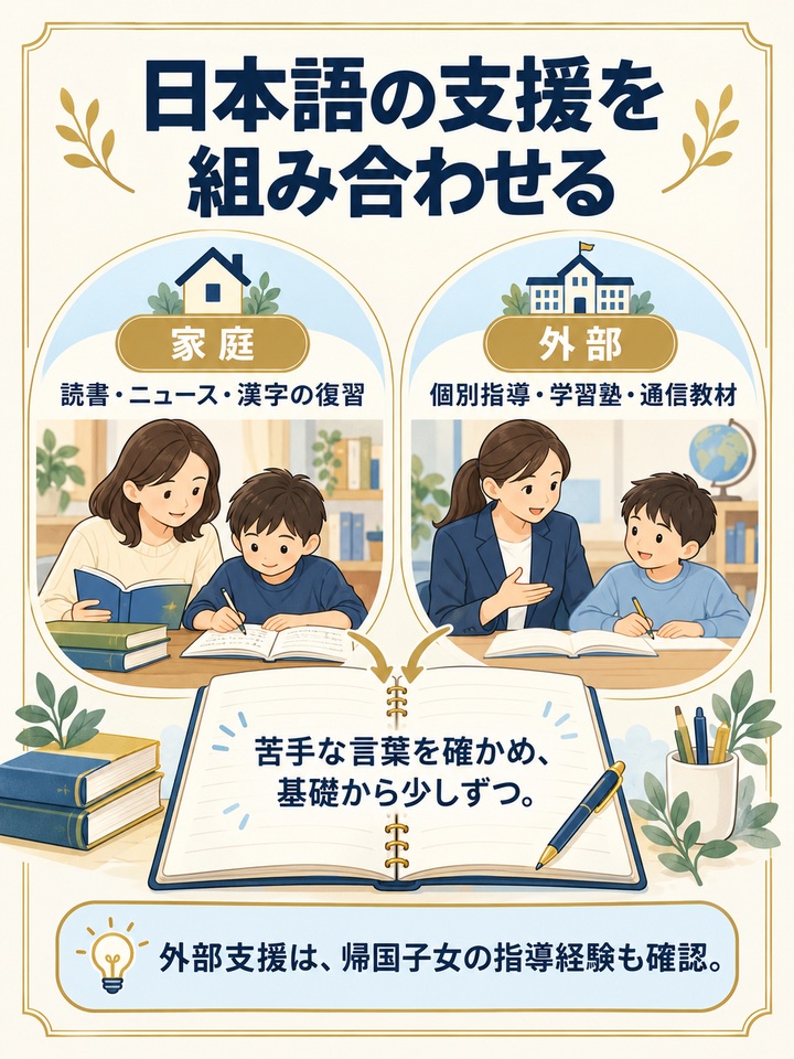 【選択肢2】 日本語の学習支援を家庭と外部で整える