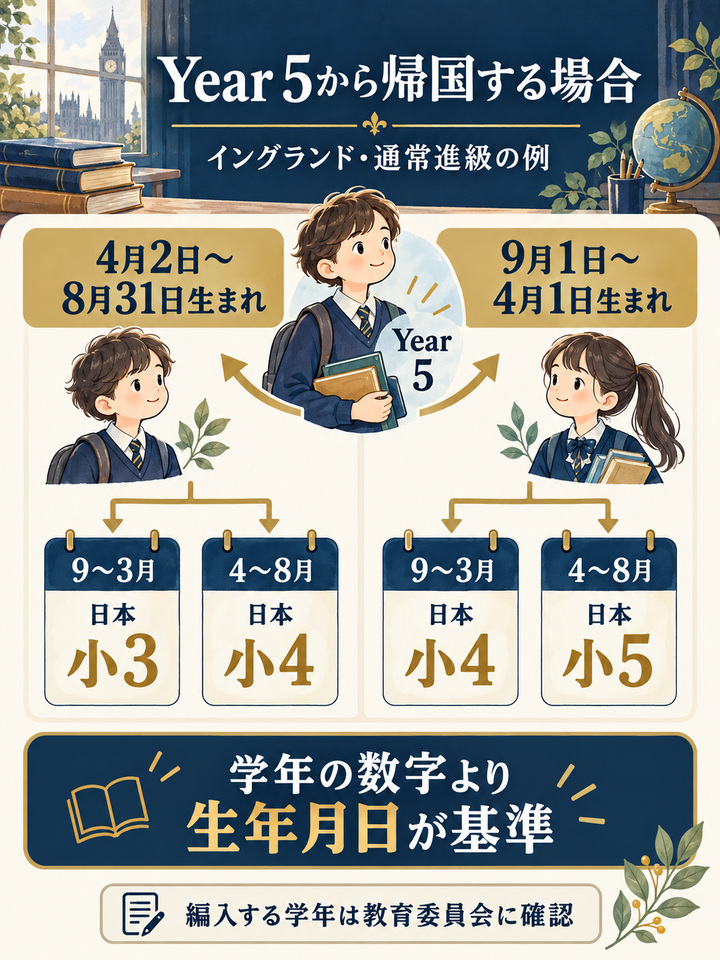 イギリスのYear 5から帰国する場合