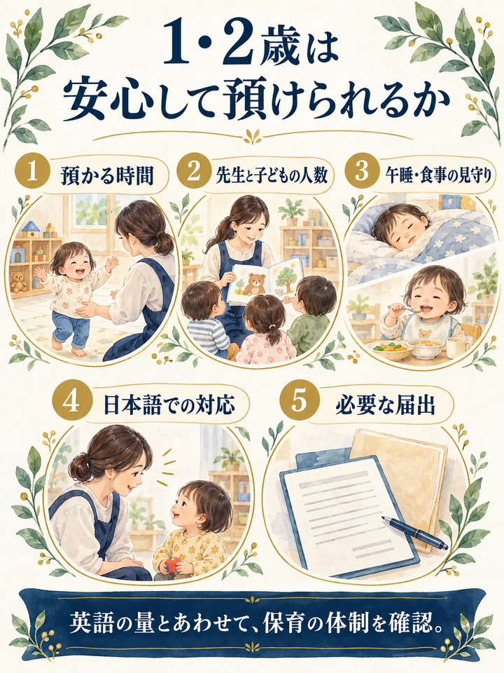 1歳から2歳で通い始める場合は、保育の時間と安全を先に確かめる