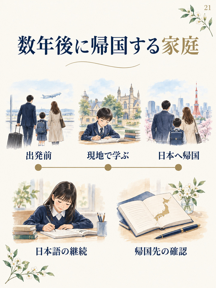 数年後に帰国する予定で、英語の土台をつくりたい家庭