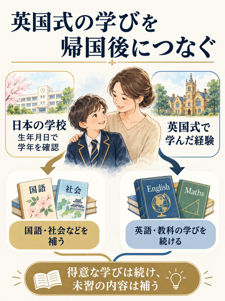 インターで英国式の学年に合わせて学んできた場合