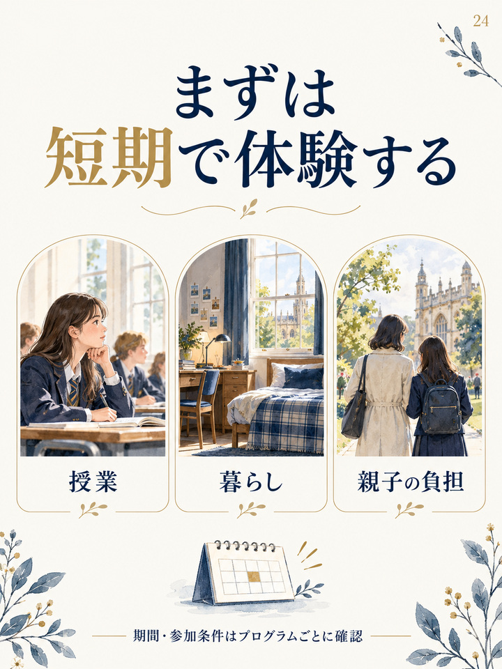 まずは短い期間で、海外の学びを試したい家庭
