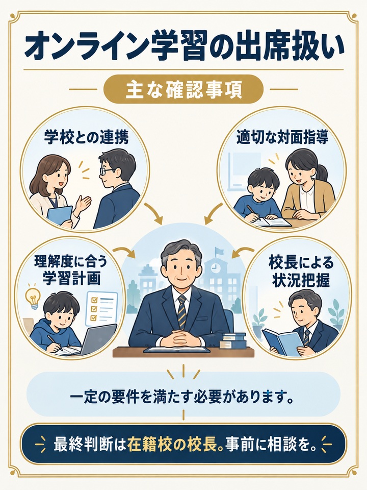 【選択肢6】 オンライン学習を出席扱いにできる制度を確認する