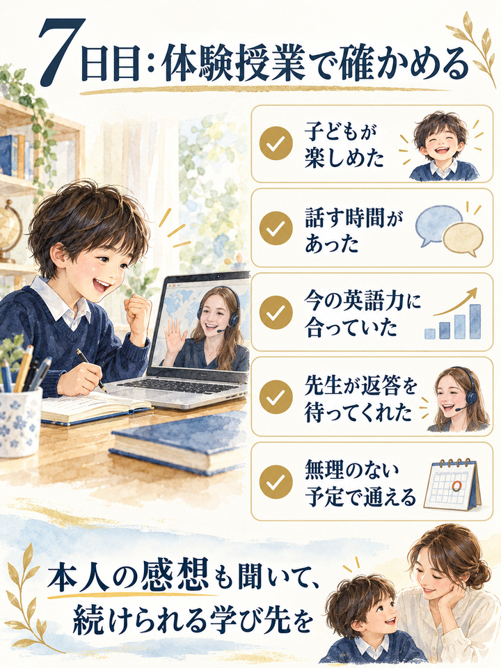 【7日目】 体験授業で、子どもが楽しめる学び先を探す