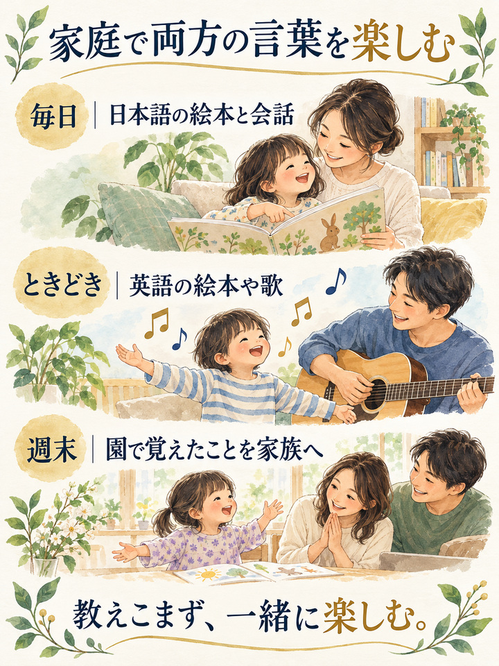 【在園中】 家庭で、英語と日本語の両方にふれる習慣をつくる