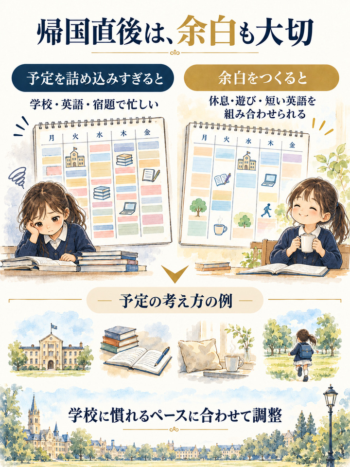 英語の習い事を、帰国直後から詰め込みすぎない